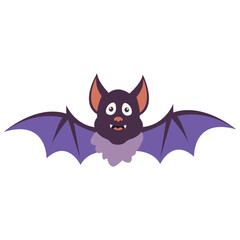Bat Illustration with Cute Cartoon Design. Vector Character.