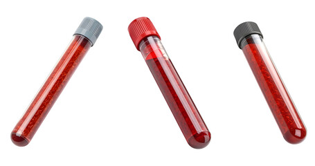 set of blood test tubes isolated on white background