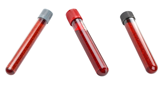 set of blood test tubes isolated on white background