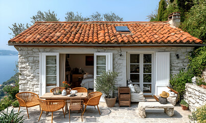 Cozy hillside cabin with ocean view