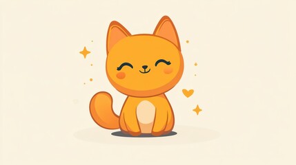 Obraz premium An adorable smiling cartoon kitten character with star decorations
