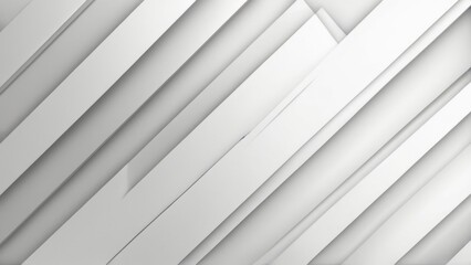 Obraz premium Modern abstract background with diagonal white lines creating movement, depth, and minimalist design in predominantly white setting.