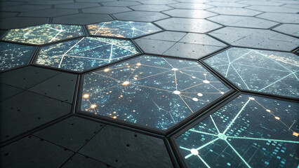 Broken Glass Design with Illuminated AI Charts