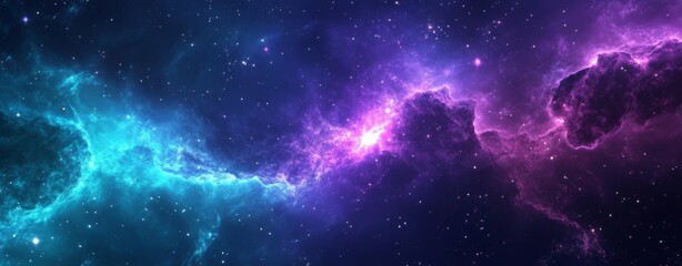 Cosmic Nebula Vibrant Purple and Teal Space Background