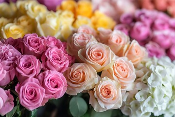 Obraz premium Colorful rose bouquet close-up.