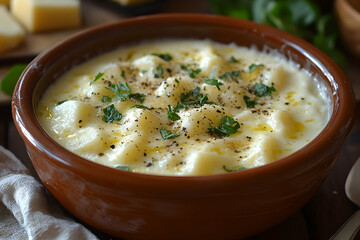 Creamy potato dish with herbs