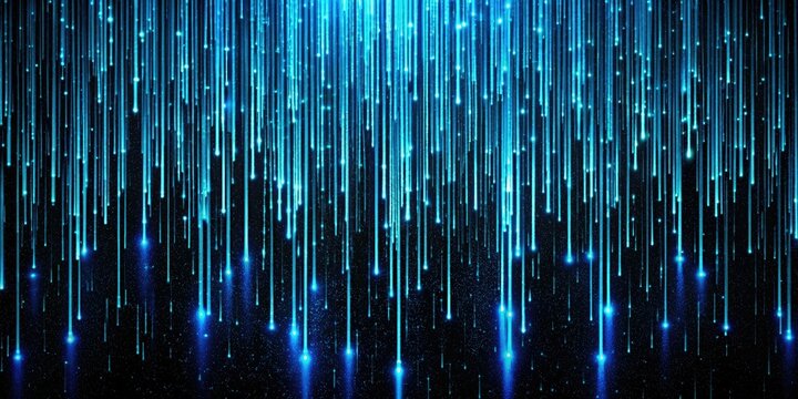 Digital Rain Matrix Code, Blue Lines, Long Exposure, Abstract Background, Cyberpunk, Sci-Fi, Binary Code Wallpaper,  High Resolution, 4K