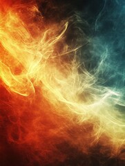 Abstract full frame of hot fire & cold ice energy fractal render. Background concept, flame, heat, burn, snow, water, winter, cool effect.