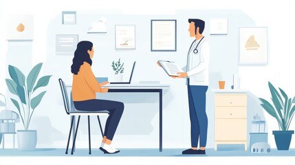 Realistic physiotherapist helping a patient with exercises to improve their posture at work