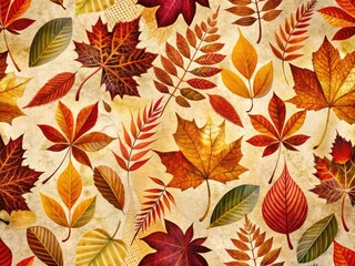 Earthy Autumn Leaf Pattern, Botanical Wall Decor, Nature Inspired Design, Warm Tone Wallpaper