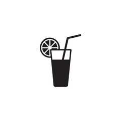 cocktail glass with lemon slice and straw vector icon