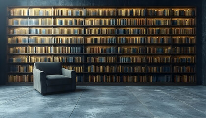Dark Study Room with Bookshelves