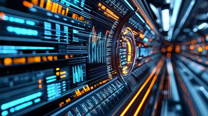 Fototapeta premium Futuristic Tech Data Stream, Digital Speed - Cyberpunk aesthetics