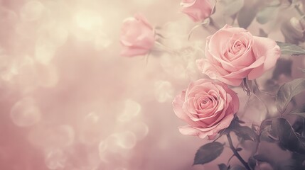 Delicate Pink Roses in Soft Light Background