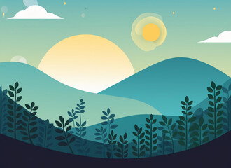 landscape with mountains and blue sky