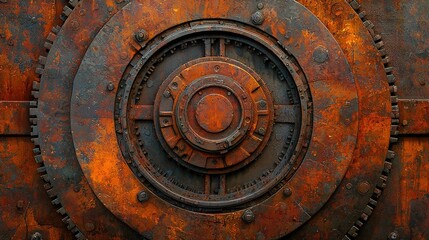 Fototapeta premium Fusion of ancient technology and steampunk aesthetics in gigapixel detail industrial environment