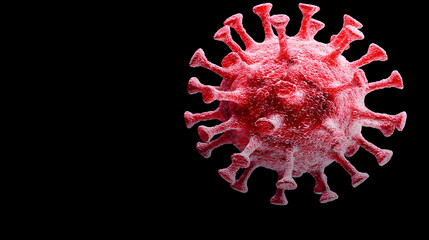 3D Illustration of a Red Coronavirus on Black Background