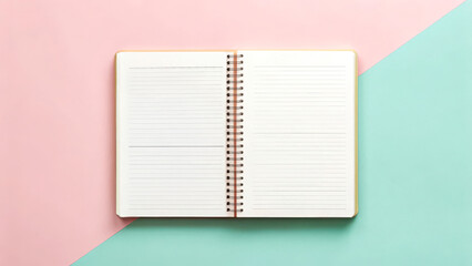 virtual classroom education with accessibility Concept Open notebook on pastel background for creative ideas and planning.