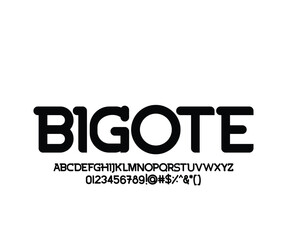 Bigote font for logo and headline. Isolated Vector typeset