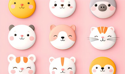 Cute Animal Faces on Colorful Backgrounds for Kids and Nursery Decor