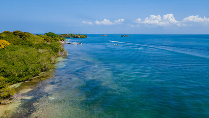 Breathtaking Aerial View of Rosario Islands in Cartagena, Bolivar, Colombia with Clear Blue Waters
