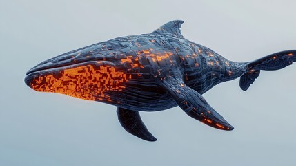 Futuristic Circuit Whale 3D Render - AI art