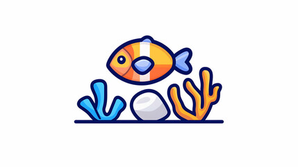 Vibrant Cartoon Fish Swimming Above Colorful Coral Reef Elements