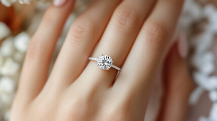 Exquisite engagement ring showcase elegant setting jewelry photography romantic atmosphere close-up view luxury concept