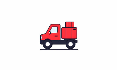 Red Delivery Truck Illustration with Packages for Shipping Services