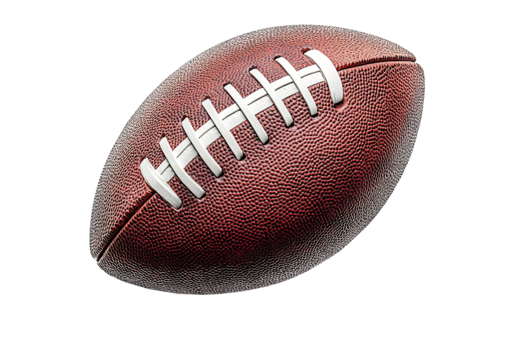 Realistic American football ball on white and transparent background. AI Generative. PNG