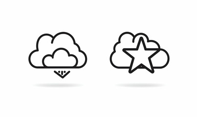 Obraz premium Simple Outline Icons of Cloud and Star on White Background