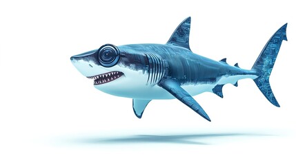 Obraz premium Cyber Shark: Digital Ocean Predator - AI and Technology in Nature