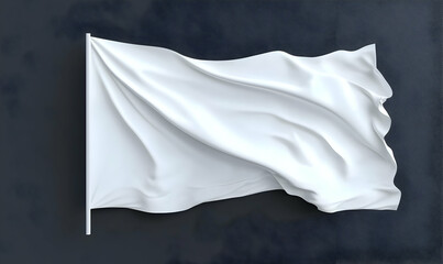 White Flag Gently Waving in the Breeze Against a Dark Background