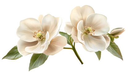 Fototapeta premium Hyper Realistic Photograph of Two Cream Colored Flowers in Bloom
