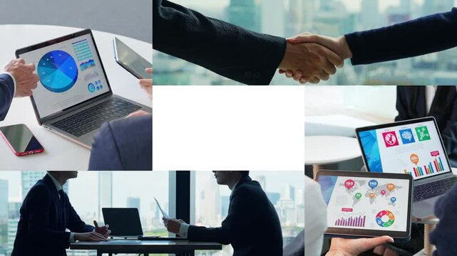 様々な人々の会議シーンのコラージュ映像
