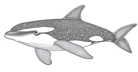Fototapeta premium Simple Stipple Drawing of an Orca in Black and White Style