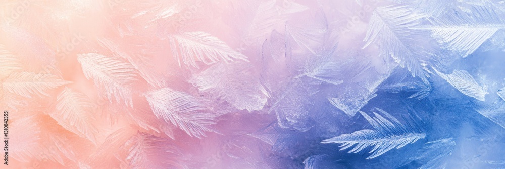 Aufkleber Frozen ice crystals create an abstract frost effect with soft reflections and winter aesthetics in a serene color gradient