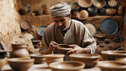 Master Potter at Work: A Moroccan Artisan's Skill