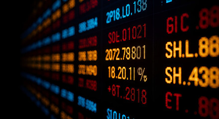 Obraz premium Stock Ticker Light - Neon Digital Stock Ticker Running