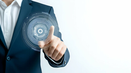 Businessman Interacting with Futuristic Digital Interface Concept