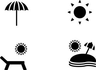 Solid vector icon set - snowfall vector, sun, dollar, beach, lounger, uv cream, palm, parasol, panel, power, snow