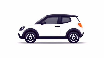 White Compact Car Illustration with Minimalistic Design Style