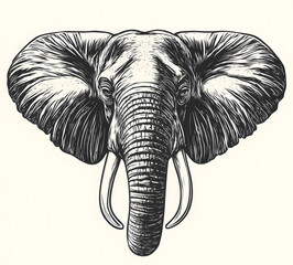 Obraz premium Detailed Line Art of an Elephant Head on White Background