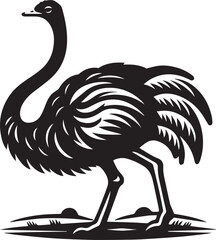 black ostrich vector illustration, ostrich silhouette vector, ostrich vector icon, ostrich silhouette vector black and white