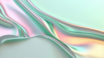 Naklejka premium Abstract iridescent fabric with gentle, flowing curves in soft pastel hues creating a dreamy aesthetic.