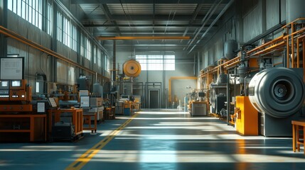 Fototapeta premium inside view of an industrial plant showcasing machinery equipment and infrastructure components highlighting engineering and manufacturing processes