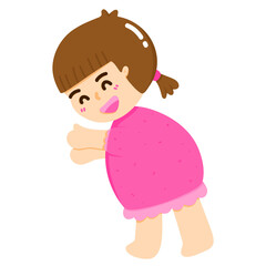 Cartoon of a little girl reaching out her hand to show her love or want to hug, the bond between a girl and her loved one, love and care, the concept and feelings of Mother's Day.