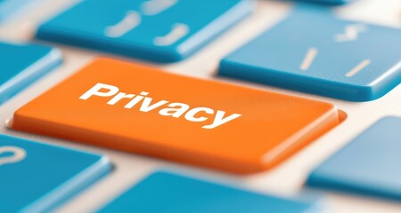 Button highlighting privacy on a keyboard with contrasting colors.