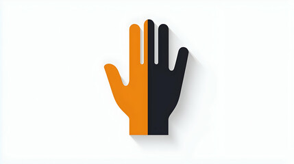 Obraz premium Stylized Hand Icon with Half Orange and Half Black Design