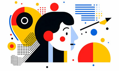 Obraz premium Creative Abstract Illustration of a Profile with Geometric Shapes